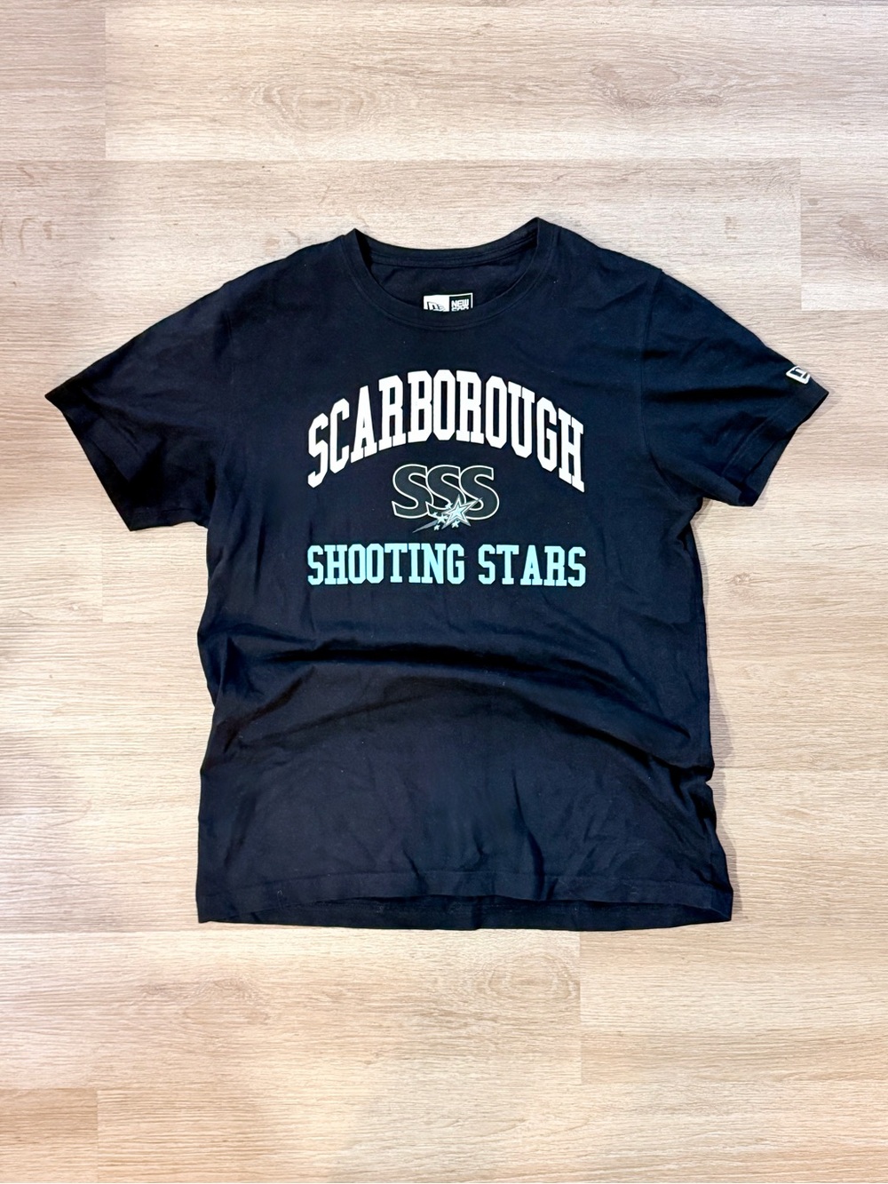 New Era Black Tee with White Printed Logo